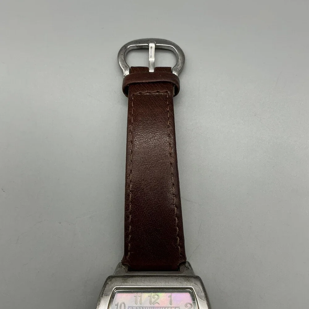 Ecclissi Womens Watch 31mm MOP Sterling Silver 22590 Brown Leather New Battery